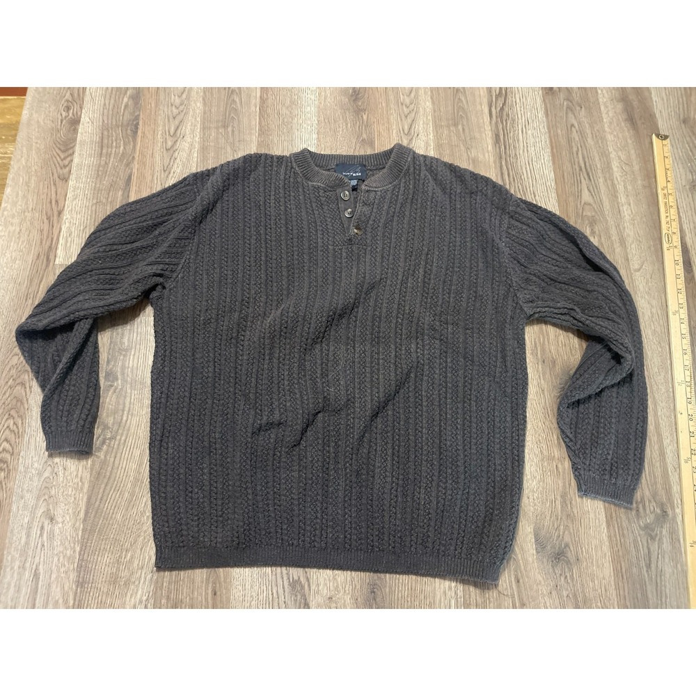 Bill Blass Sweater, Men's Size XL, Brown, Pullover, Long Sleeve, 1/4 Buttons